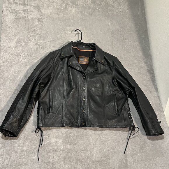 First Classics Leather Jacket Mens 5XL XXXXXL Black Motorcycle Biker Gear